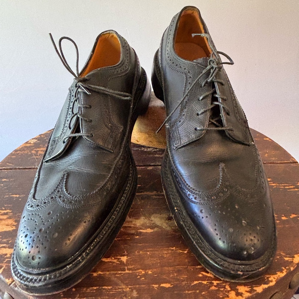 Vintage Classic Florsheim Black Leather Oxford Wingtip M 9.5B Minty!